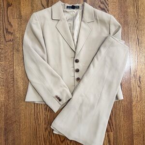 Linda Allard Ellen Tracy Suit Skirt Blazer Khaki *2*pcs Size 14